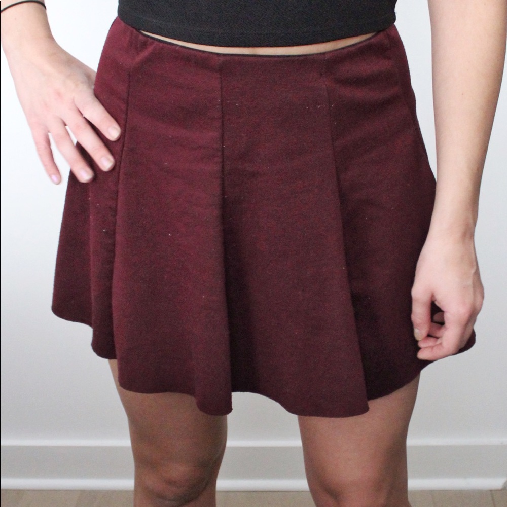 Brandy Melville Burgundy Pleated Mini Skirt